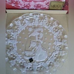 Mikasa Crystal Santa's Choir Platter 15"- Original Owner New In Box-Vintage